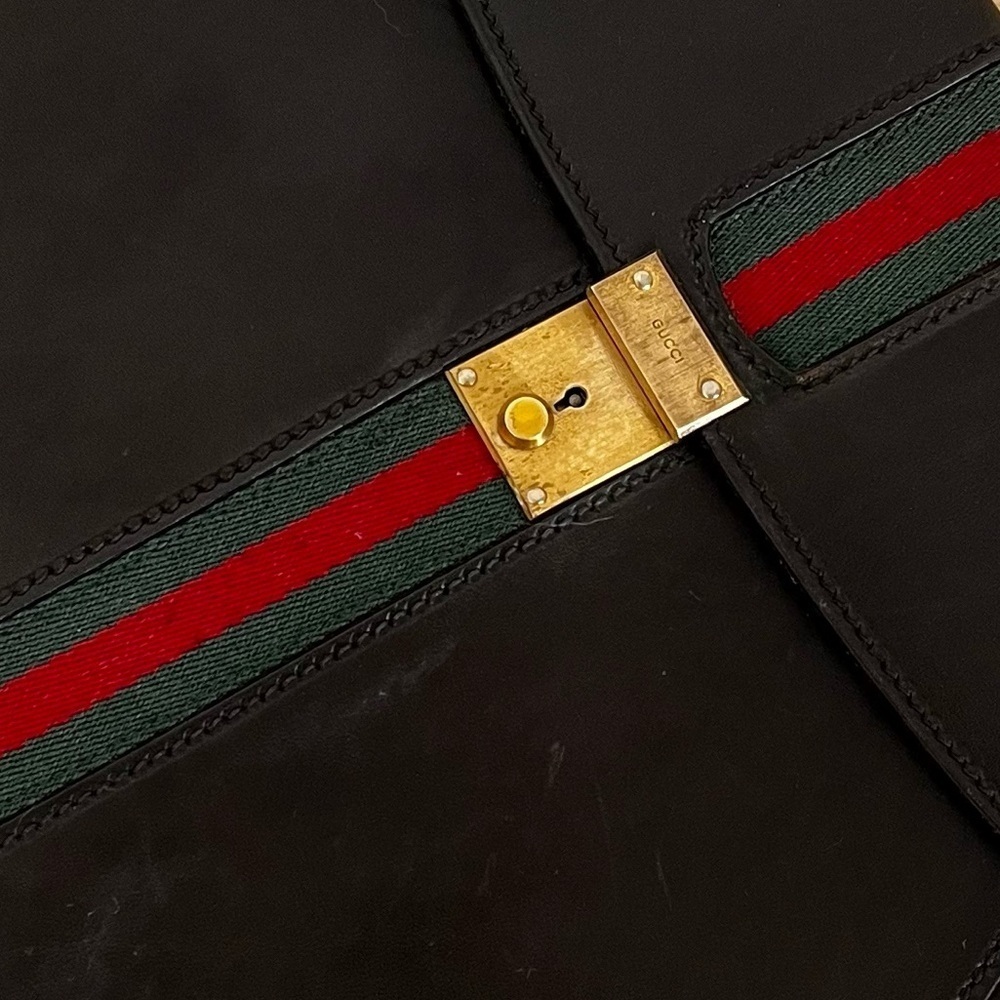 Rare Gucci Sherry Line Laptop Document Envelope Clutch Black 1970-80 - Picture 12 of 14